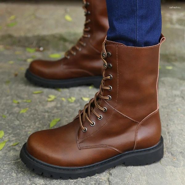 Bottes italiennes en cuir fait à la main pour hommes, chaussures d'hiver montantes et confortables, cheville confortable pour hommes, bateaux de neige militaires