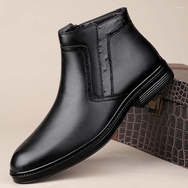 Boots Italian Men Genuine Leather Dress Shoes Ankle Casual Business Lightweight Wedding Elevator