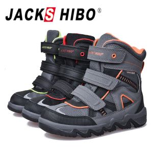 Boots Jackshibo Hiver Enfants Boots Snow Kids High Top Top Warm Resistant Outdoor Walking Randonnées Chaussures pour garçons Taille 2735