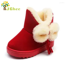 Boots JGSHOWKITO Winter Girls Snow Cute Sweet Princess Shoes Warm Thick Cotton Kids Fashion Bow-knot Tassels