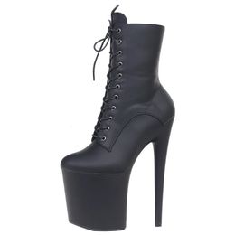 Laarzen JIALUOWEI INS Stijl 20 CM Extreme Hoge Hakken Platform Laarzen Lace Up Sexy Paaldansen Enkellaarsjes Zijrits 5-12 231219