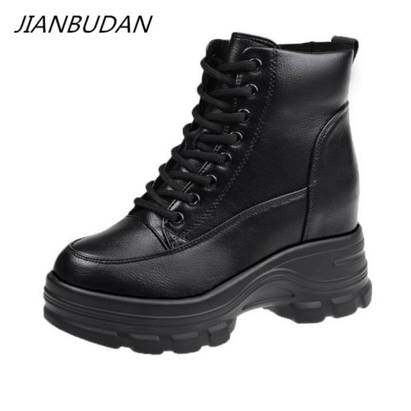 Boots Jianbudan Outdoor Outdoor Casual High Top Sneakers imperméable d'hiver Bottes de neige féminine Plateforme de femme Pu Leather Coton Chaussures