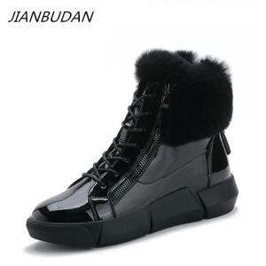 Boots Jianbudan Patent Cuir imperméable d'hiver Boots hiver