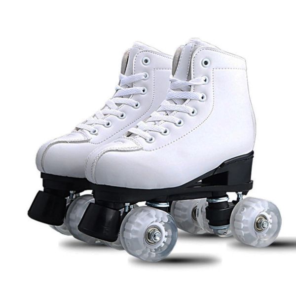 Bottes JK PU Poule de rouleau en cuir Double Ligne Skates Femmes hommes Adultes Chaussures de patinage à deux lignes Patines avec PU Floging ou non roues SP7