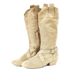 Botas Jounce Botas de baile de gamuza para niña folclórica Mujer elegante occidental Tobillo latino Línea de baile roja Mujeres Botas de baile altas de salón 231207