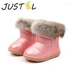 Botas justsl baby girl nieve 2024 invierno niños de fondo suave zapatos de algodón tibio para niños niños no deslizantes