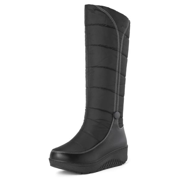 Botas Mantenga las botas de nieve de piel caliente de piel caliente zapatos de invierno para mujeres 2023 cuña informal