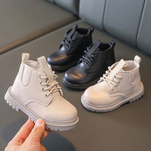 Laarzen kinderen beige lederen Chelsea laarzen waterdichte sneeuwlaarzen kanten kinderen sneakers peuter meisje winterschoenjongen 230905