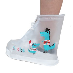 Stivali Kids Cartoon Dinosaur Scarpe impermeabili Copriscarpe Galosce Cerniera per bambini Antiscivolo Scarpe da pioggia elastiche Copriscarpe per stivali da pioggia 230701