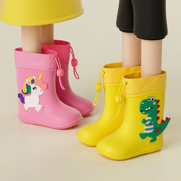 Botas Crianças Menina Menino Chuva Chuva Impermeável Criança Chuva Chuva Botas Crianças Botas de Borracha Crianças Bebê Desenhos Animados Dinossauro Sapatos de Água Botas 230701