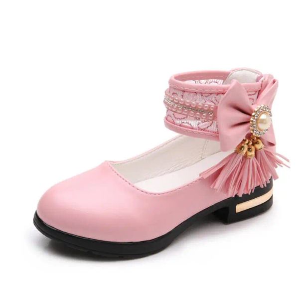 Boots Kids Girls Chaussures Bowknot Rhingestone Leather Shoes School Girls Girls Dress Sneakers Printemps Automne Mariage Party Robe pour filles