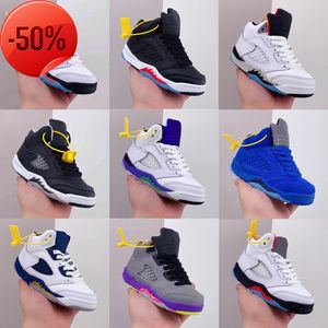 Laarzen Kinderen Baby's Jumpman 5 Basketbalschoenen Jongens Halfhoge sneakers 5s V Trainers Camo Deadly Pink Wolf Grey Sun Blush Fire Red Blue Grape Stealth