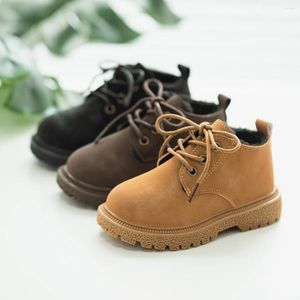 Laarzen Kinderen Leer 2024 Herfst Winter Kinderen Zachte Antislip Rubberen Zool Warme Enkel Jongens Meisjes Casual Schoenen