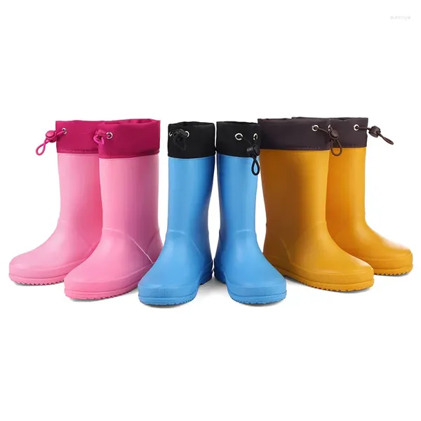 Bottes enfants pluie garçons filles caoutchouc avec rose jaune enfants belles bottes de pluie chaussures d'eau pour