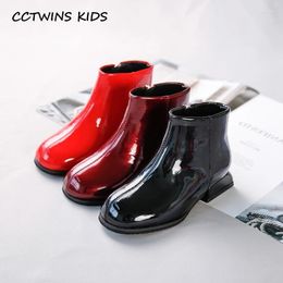 Boots Kids Shoes 2024 Baby Girls Red Ankle Autumn Fashion Black Children Black Children Casual sin deslizamiento Zip