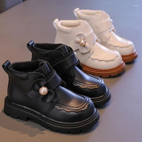 Bottes enfants chaussures pour fille 2023 hiver court coton princesse mode élégant enfants cheville cuir crochet boucle