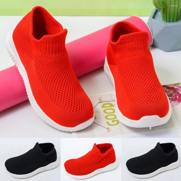 Boots Kids Sneakers Running Chaussages Chaussures Boys Sport Girls Breffe-tricots tricots extérieur Soft Casual Shoe 2024 # Y4