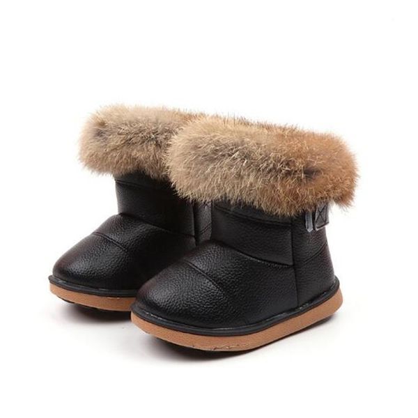 Bottes Enfants Neige pour Filles Garçons Hiver Enfants Peluche Fourrure De Lapin Fond Mou Toddler s Coton Chaussures 220915