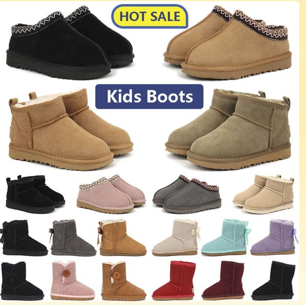 Botas Niños Niño Niño Tasman Australia Nieve Uggskid Mini Bota Clásico Ultra Mini Botton Bebé Niños Niñas Tobillo Niño Piel Gamuza Botines Tamaño Eur21-35