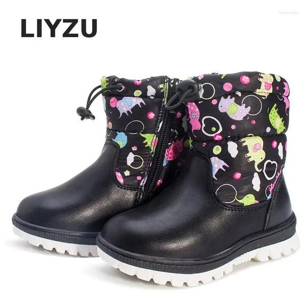 Boots Kids Winter Chaussures Girl's Snow for Toddler Pu Leather Child Childproofing Warm Bild School Activités extérieures