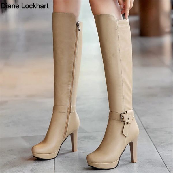 Boots Knee High Heels Boots plate-forme femme automne d'hiver