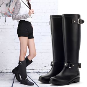 Bottes genou 2023 automne dames imperméable longue pluie mode haute caoutchouc chaussures noir plate-forme femmes 230721