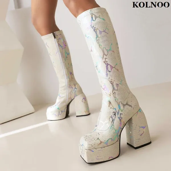 Boots Kolnoo 2024 Style Classic Ladies talons grossiers grande taille 34-47 Plateforme Sexy Party Boties Svence Fashion Prom Shoes
