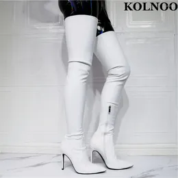 Boots Kolnoo Classic Handmade Dames High Heel Wedding Part Prom High-High Evening Fashion Winter Chaussures