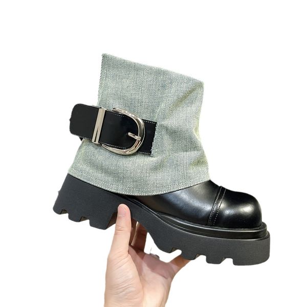 Bottes coréennes rétro cheville pour femmes printemps automne concepteur Cowboy toile plate-forme chaussures femme mode décontracté Botas De Mujer 230915