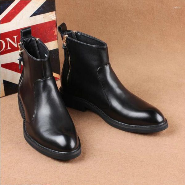 Botas Estilo coreano Hombres Casual Vaquero Zapatos de cuero genuino Plataforma Botines Zapatos De Hombre Botas Masculinas Bottes Homme