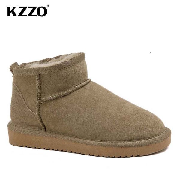 Bottes KZZO Mode En Cuir De Mouton En Cuir Neige Pour Femmes Laine Naturelle Fourrure Doublée Courte Mini Hiver Chaud Casual Cheville Chaussures 221123