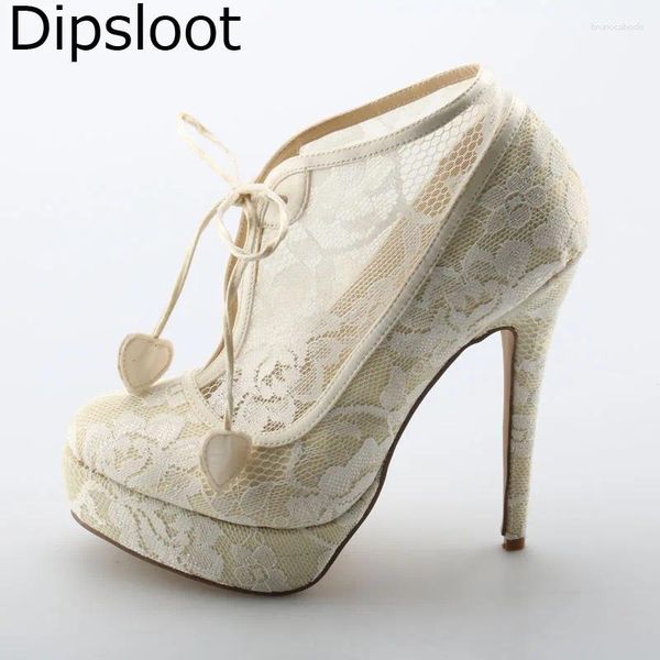 Boots dames élégantes beige floral en dentelle plate-forme de la cheville femme mince talons hauts coeur up shoes de mariage nuptiles courtes