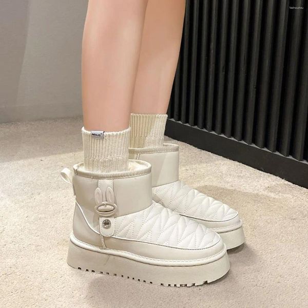 Boots Ladies Plataforma de nieve zapatos femeninos Black Chunky Toble Booties Kawaii Cute Anti Slip on Promotion Fashion 2023 39