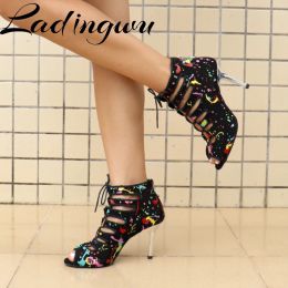 Botas Ladingwu Nuevo estilo Latin Dance Zapatos Rumba Tango Botas de baile Salsa National Standard Dance Zapatos Fashion Fashion Famil