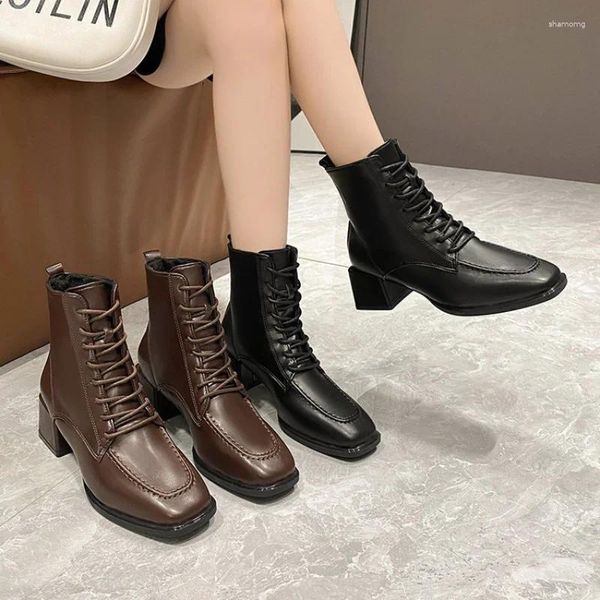 Boots Lady Boots-Women Chaussures d'automne 2024 Elegant High Heel Rubber Caskyl