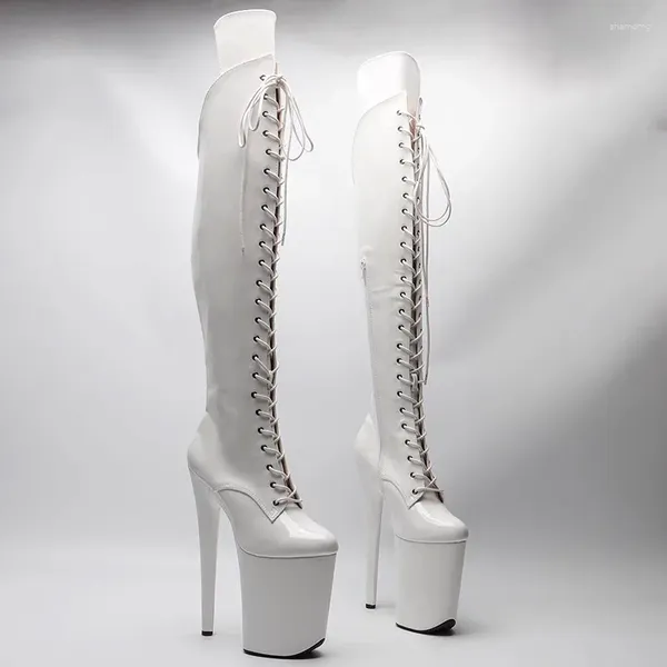 Boots Laijianjinxia pu Upper 23cm / 9inches Fashion Women's Plateforme Party High Heels Modern Knee-High Pole Dance Chaussures 096