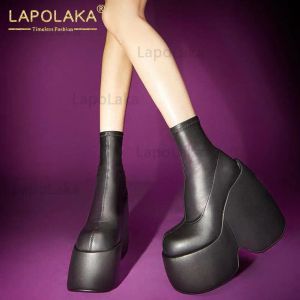 Boots Lapolaka Ins Hot Cool Girls Femmes Motorcycle Boots Strange Style High Heels Platform Femme Over the Knee High Boots Party Club