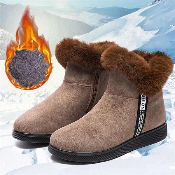 Botas Botas de nieve grandes para mujer Felpa cálida invierno zapatos de algodón engrosados tela antideslizante madres 230830