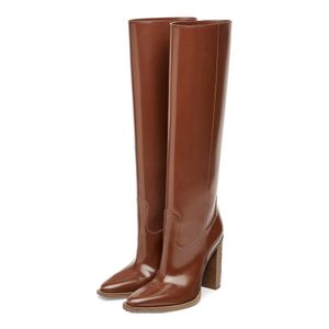 Boots Leather 2022 Lady Martin carré talons en bois gros