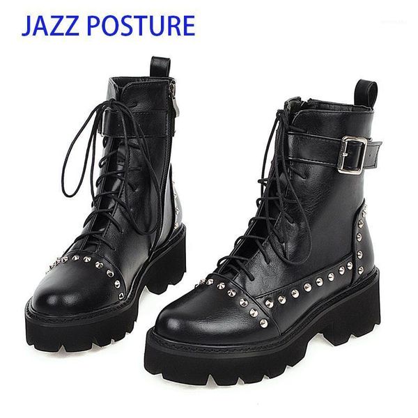 Botas de couro gótico preto mulheres salto sexy corrente plataforma robusta feminino estilo punk tornozelo zíper z702