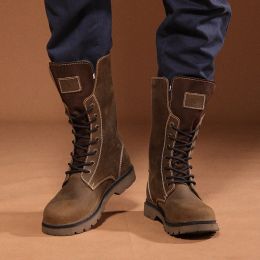 Bottes en cuir Bottes de randonnée pour hommes Bottes de moto étanches Boots de combat militaire étanche