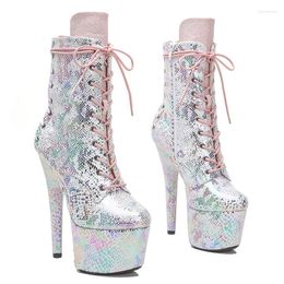 Boots Leecabe 17cm / 7inches Snake Upper Pole Dancing Chaussures Club Stripper Steel Tube High Heel Platform Boot 3B