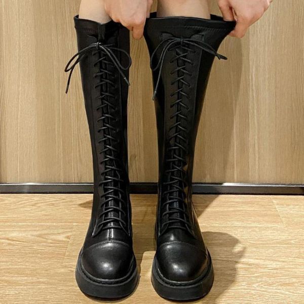 Bottes Loisirs Long Show Chevalier Mince Grosse Fille Tube Haute Grande Taille Femmes Stretch Chaussures Femme Botines