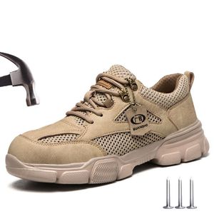 Bottes Légères CHAPES DE SÉCURITÉ DE TRAVAIL HESTRIPTÉS Men Antismashing Steel Toe Safety Boots Indestructible Work Sneaker