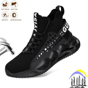 Boots Light Light Men's Steel Toe Work Boots Antismash Indestructible Man Safety Chaussures masculines non gaspilleurs de construction respirante baskets