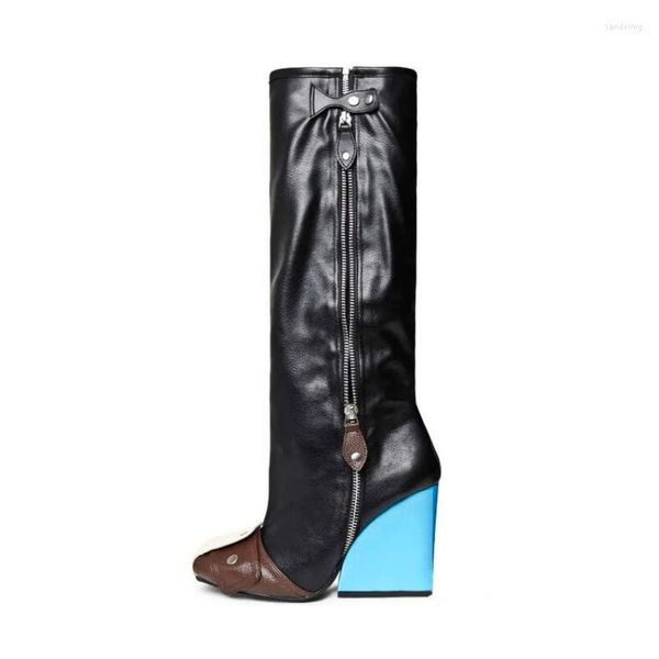 Boots Lilyptuart Fashion Knee-High Femmes en cuir de haute qualité Personnalité Street Punk Style Motorcycle