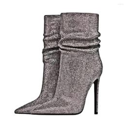 Laarzen Lilyptuart Rhinestone Women 2023 Fashion vier seizoensschoenen bling sexy dunne hakken met een hoge hakken size 44 feest