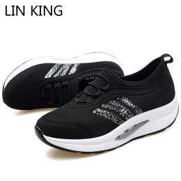 Boots Lin King Fashion Femmes Femmes Corège Chaussures Breffe-Mesh Chaussures décontractées Plus taille Femme Swing Chaussures Femme Female Sneakers