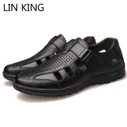 Boots Lin King Plus Fashion Fashion Généreuse cuir creux out Hommes Sandales Summer Chaussures décontractées Breffable Outdoor Man Sandals Beach Chaussures