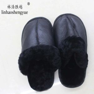 Boots Linhaoshenyue 2020 Hot Real SheepSkin Fur Slipper For Women Home Shoes adapté à l'hiver et à l'automne